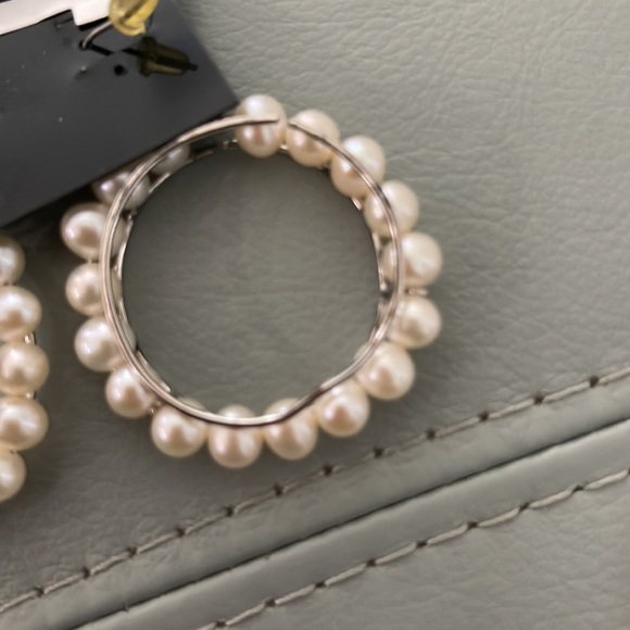 Large As Is Genuine Pearls Drop Earrings SS 1 1/4” - Picture 2 of 3